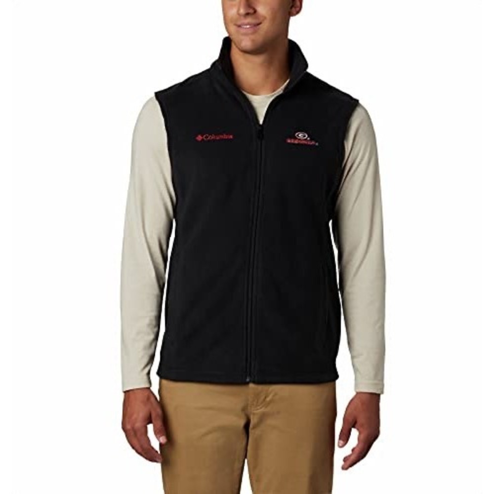 Columbia Fleece Vest Mens Medium Black Georgia Bulldogs NCAA Full Zip Gorpcore